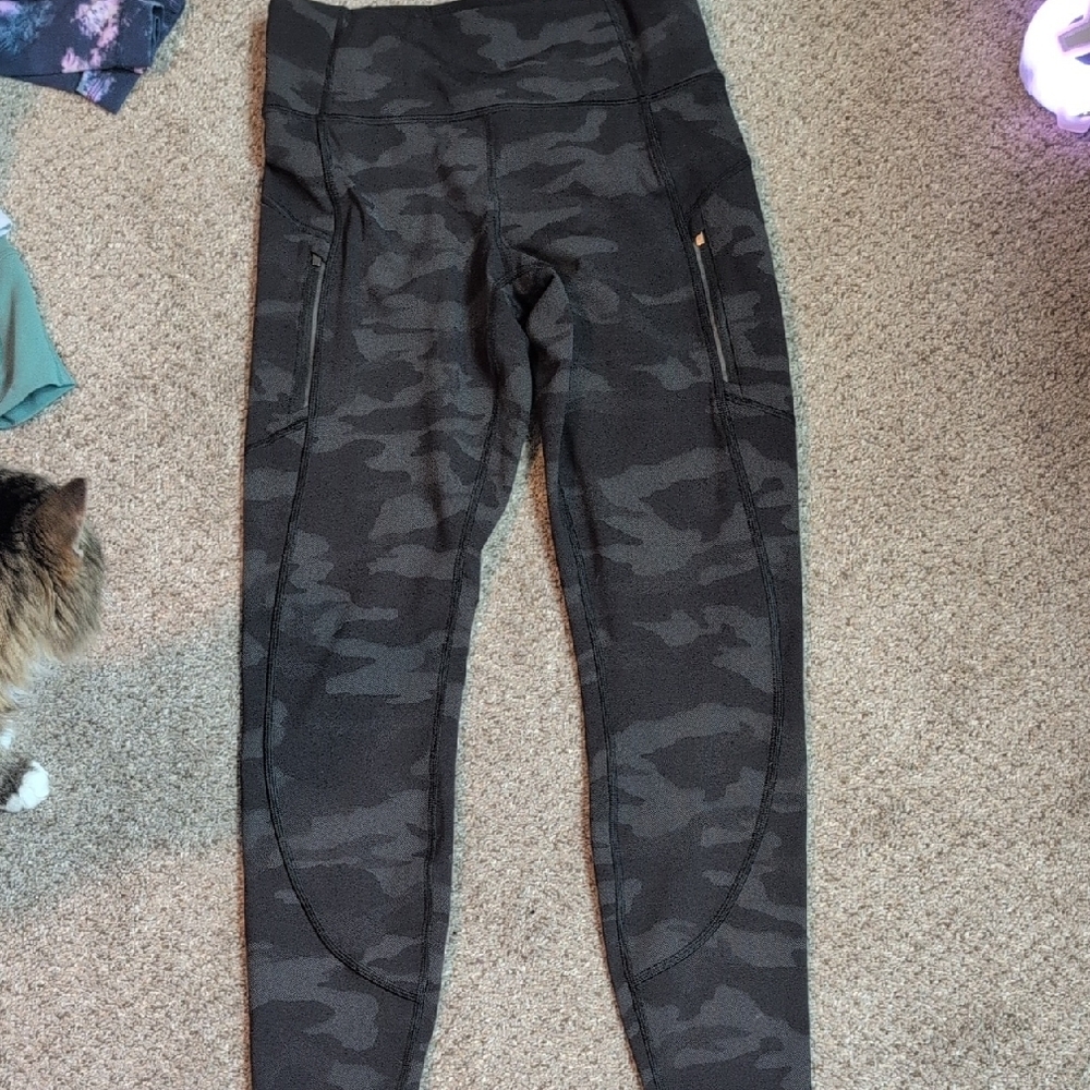 Winter Black Camouflage Leggings